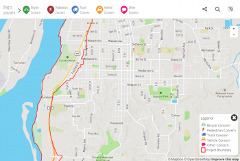 Graphic map of Eureka, with Broadway outlined in red